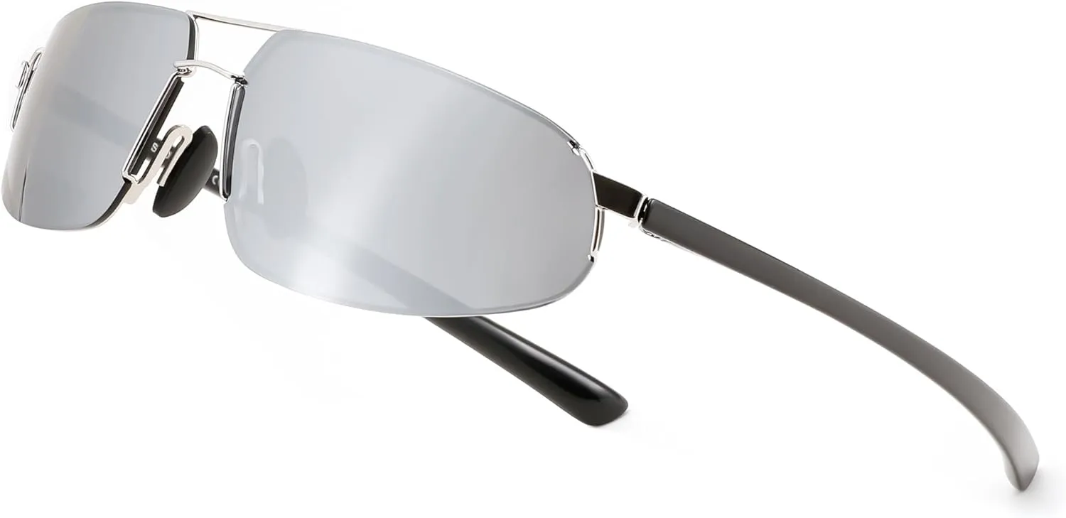 FEISEDY Vintage Sunglasses Men Polarized, Aviator Metal Frame Lightweight, Driving Fishing Running B0057