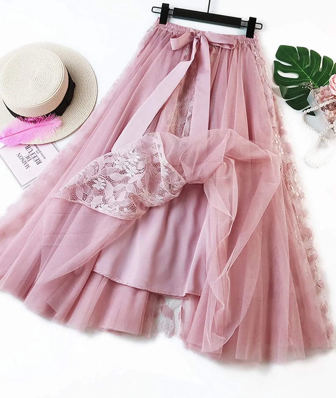 Femiserah Women's Long Rainbow A Line Tulle Tutu Skirts Tiered Skirt Petticoat