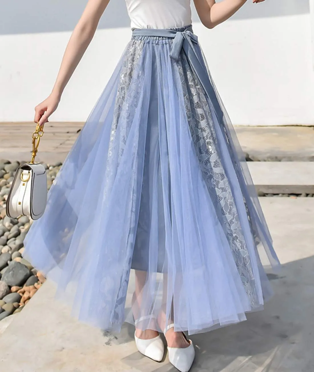 Femiserah Women's Long Rainbow A Line Tulle Tutu Skirts Tiered Skirt Petticoat