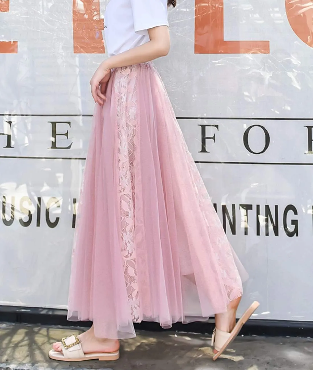 Femiserah Women's Long Rainbow A Line Tulle Tutu Skirts Tiered Skirt Petticoat