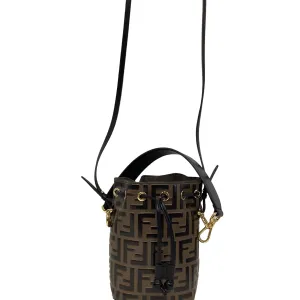 Fendi Mini Mon Tresor FF Bucket Bag in Brown Leather