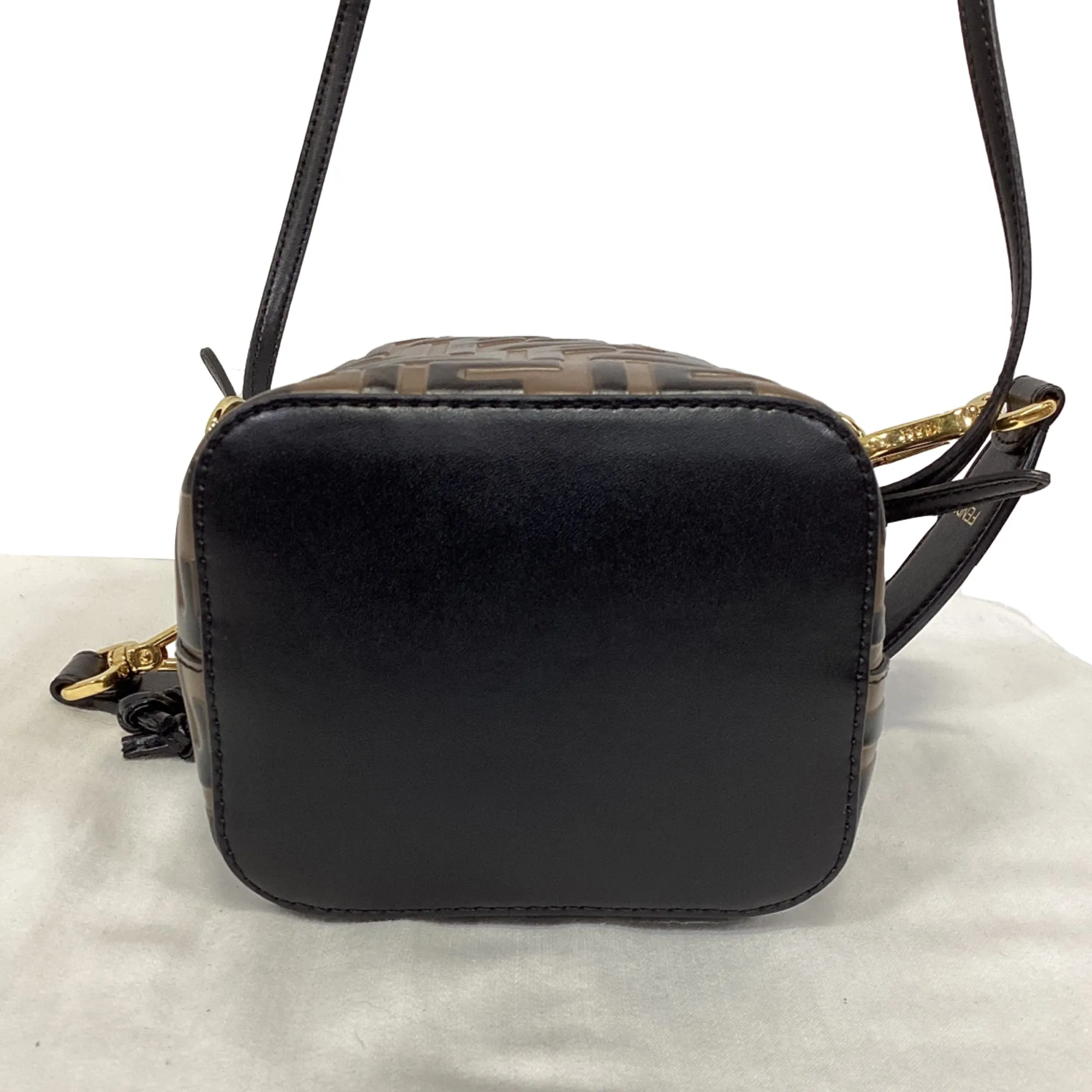 Fendi Mini Mon Tresor FF Bucket Bag in Brown Leather
