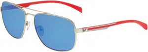 Fila SF8493 581P Sunglasses Men's Silver/Blue Polarized Lenses Square 60mm