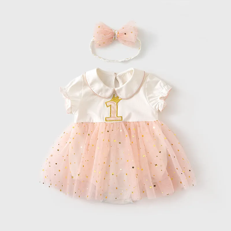 First Birthday Princess Dress - Short and Long Sleeve available