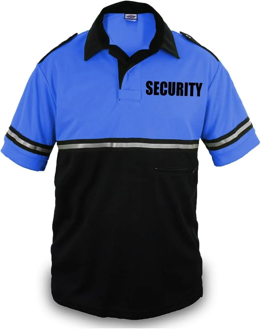 First Class Two Tone Security Bike Patrol Shirt with Reflective Stripes and Zipper Pocket
