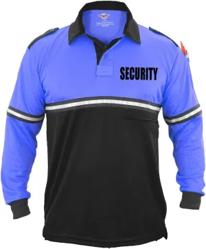 First Class Two Tone Security Bike Patrol Shirt with Reflective Stripes and Zipper Pocket