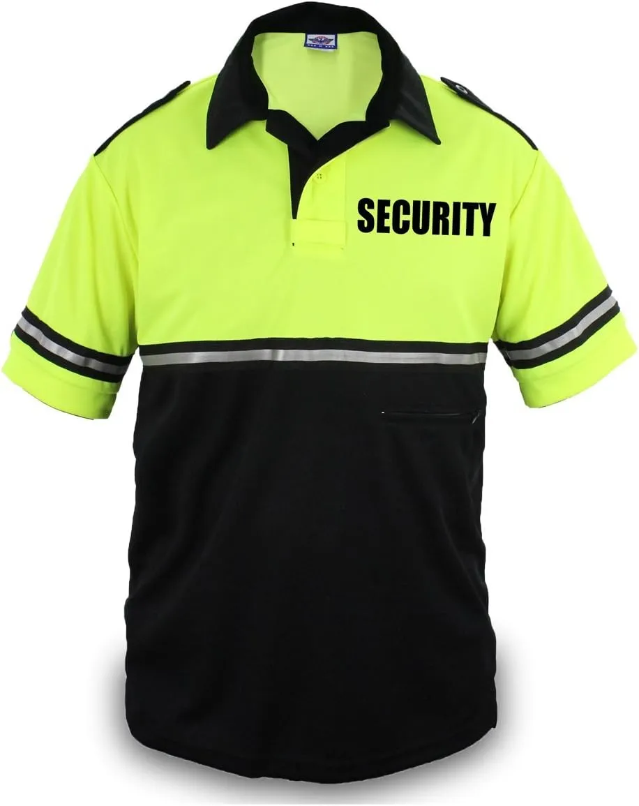 First Class Two Tone Security Bike Patrol Shirt with Reflective Stripes and Zipper Pocket