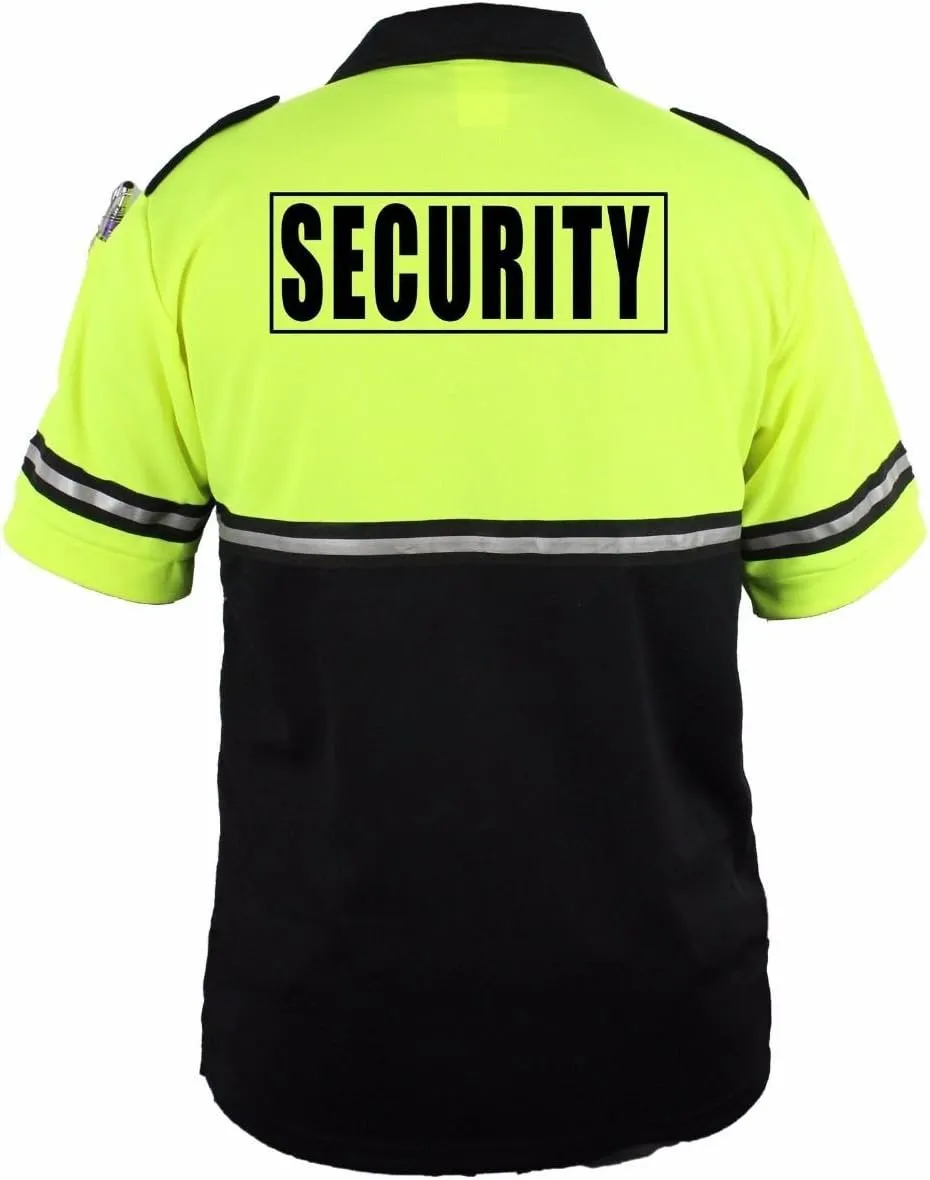 First Class Two Tone Security Bike Patrol Shirt with Reflective Stripes and Zipper Pocket