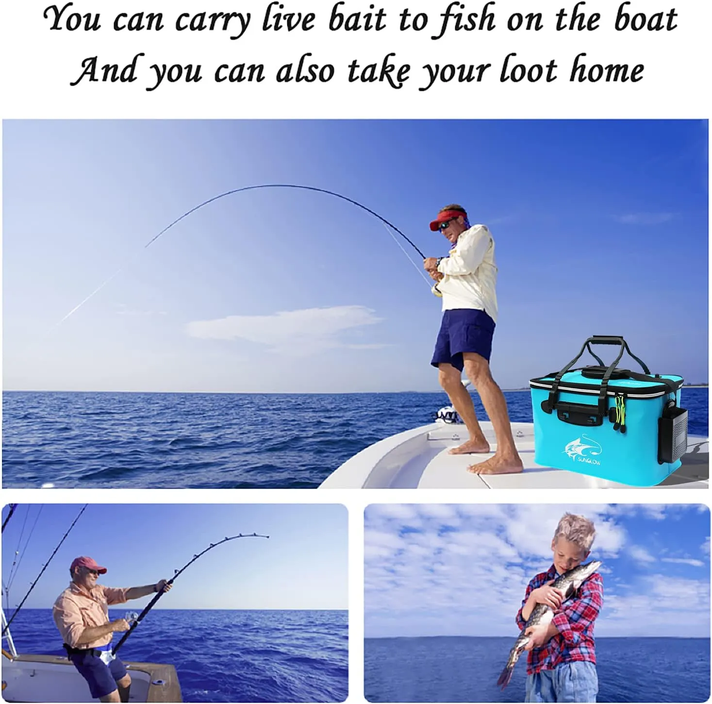 Fishing Bucket, 6Gallon/8Gallon/10Gallon Foldable Fish Bucket,Live Fish Container Multi-Functional Live Fish Bait Bucket,Outdoor Camping EVA Fishing Bag and Fish Protection Bucket