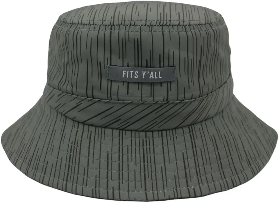 Fits Y'all Microfiber Packable Rain Pattern Bucket Hat: Stain & Water Repellent, Quick Dry, for All Genders