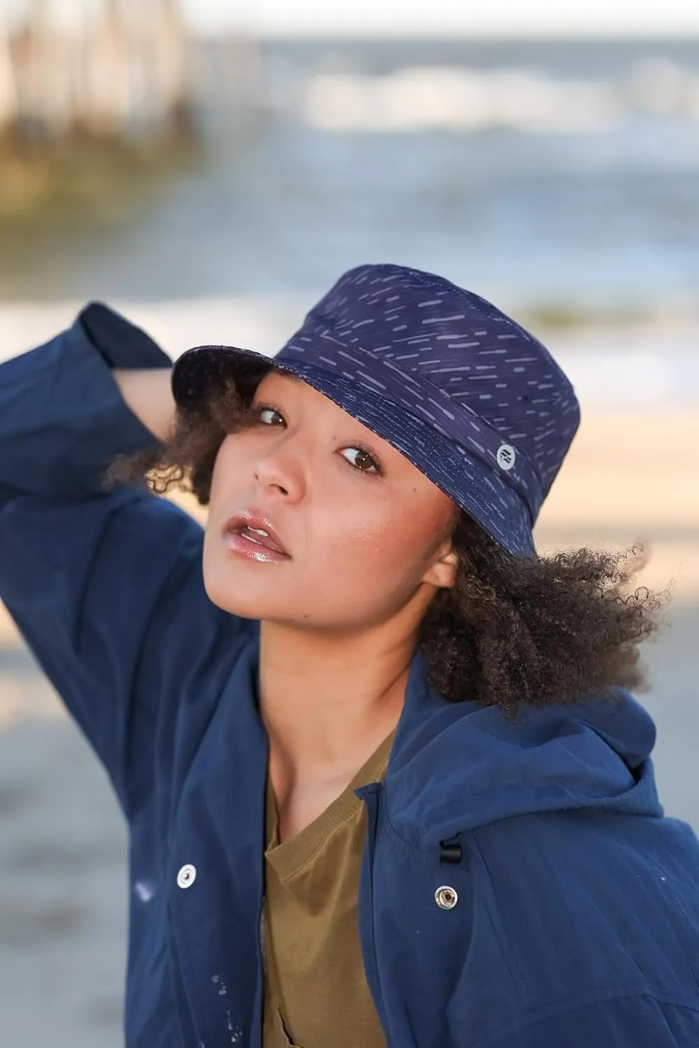 Fits Y'all Microfiber Packable Rain Pattern Bucket Hat: Stain & Water Repellent, Quick Dry, for All Genders