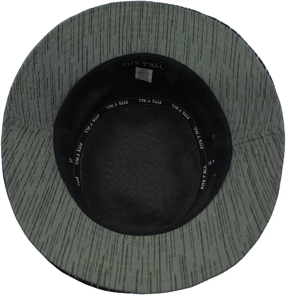 Fits Y'all Microfiber Packable Rain Pattern Bucket Hat: Stain & Water Repellent, Quick Dry, for All Genders