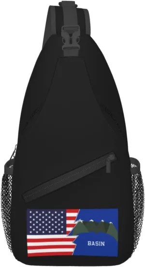 Flag Of Basin, Wyoming And America Crossbody Bags For Women Men Chest Backpack Gym Shoulder Bag Travel Outdoor Sports Casual Crossbody Bags