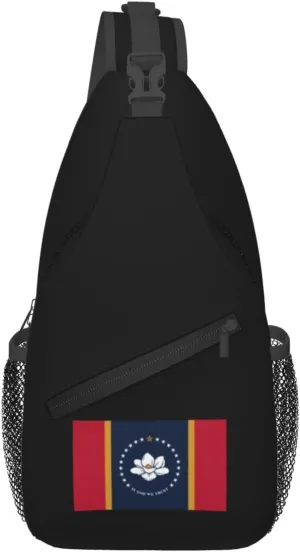 Flag of Mississippi Crossbody Bags For Women Men Chest Backpack Gym Shoulder Bag Travel Outdoor Sports Casual Crossbody Bags