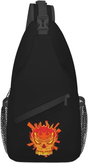 Flaming Skull Crossbody Bags For Women Men Chest Backpack Gym Shoulder Bag Travel Outdoor Sports Casual Crossbody Bags
