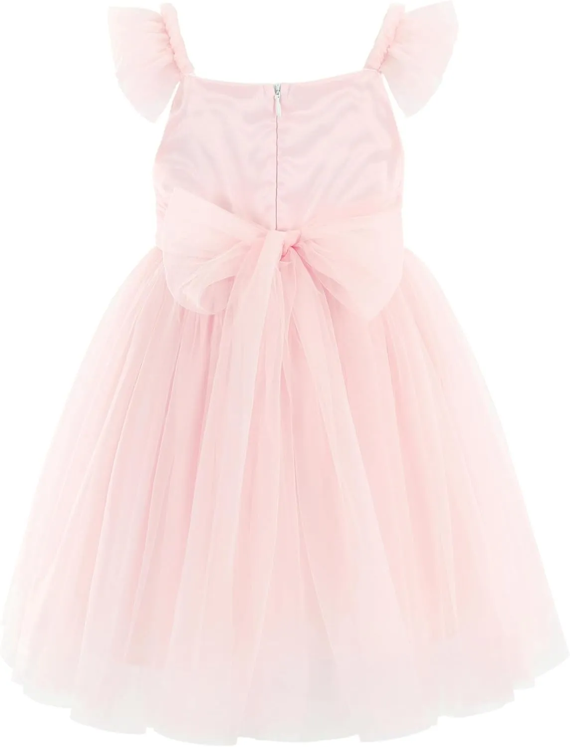 Flofallzique Toddler Tutu Dress Summer Flutter Sleeve Infant Baby Birthday Party Girls Tulle Dress for 1-6 Y