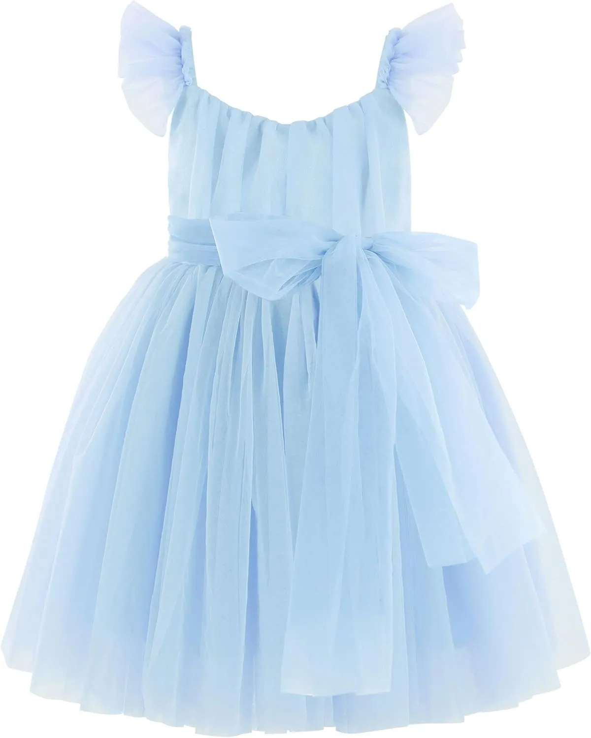 Flofallzique Toddler Tutu Dress Summer Flutter Sleeve Infant Baby Birthday Party Girls Tulle Dress for 1-6 Y