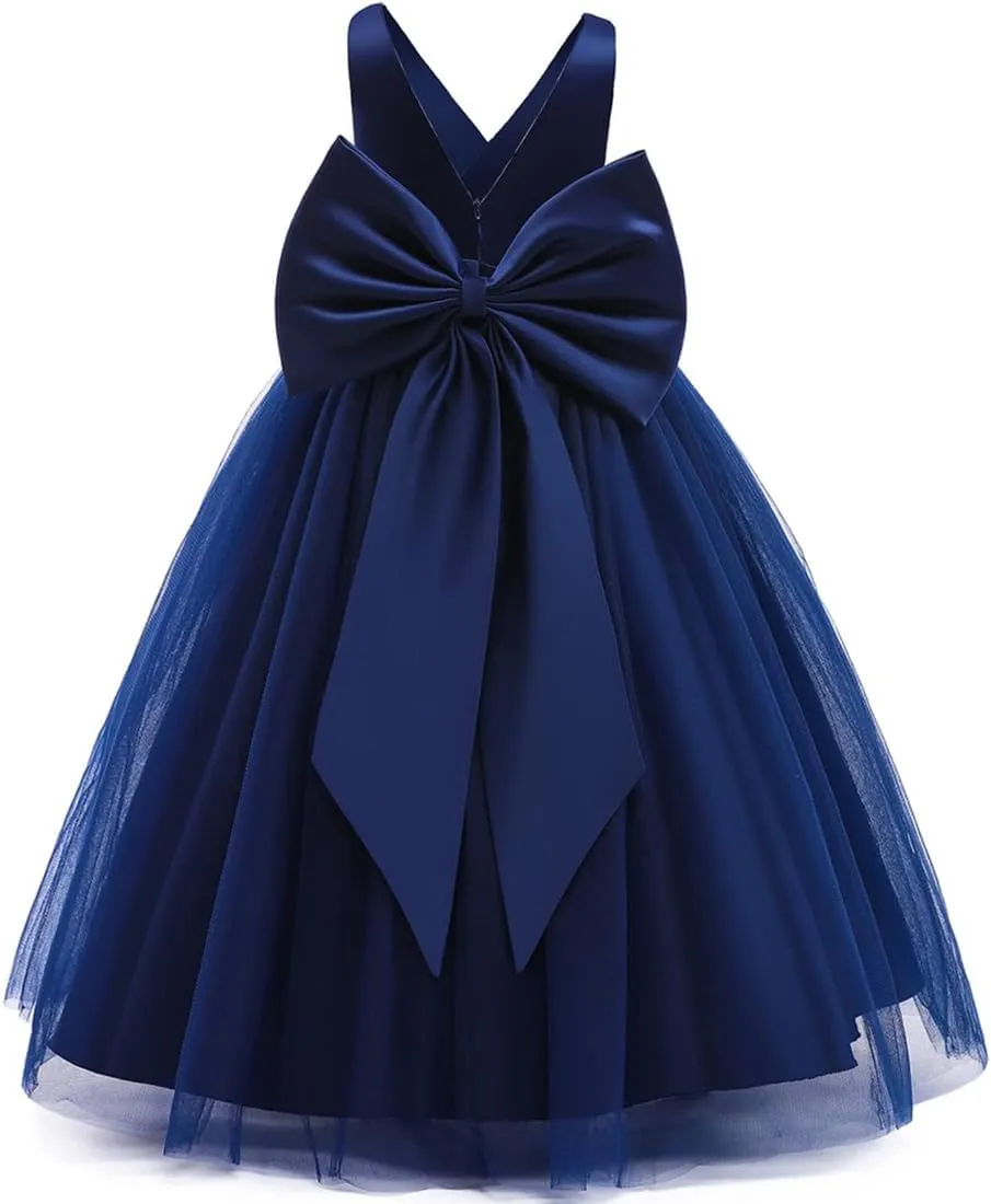 Flower Girl Dress Long Tulle Princess Wedding Party Gown Girls Pageant Dresses