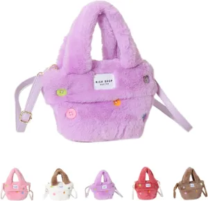 Fluffy Handbag for Women Autumn and Winter Fashion Niche Single Shoulder Crossbody Bag Button Hair Bucket Bag