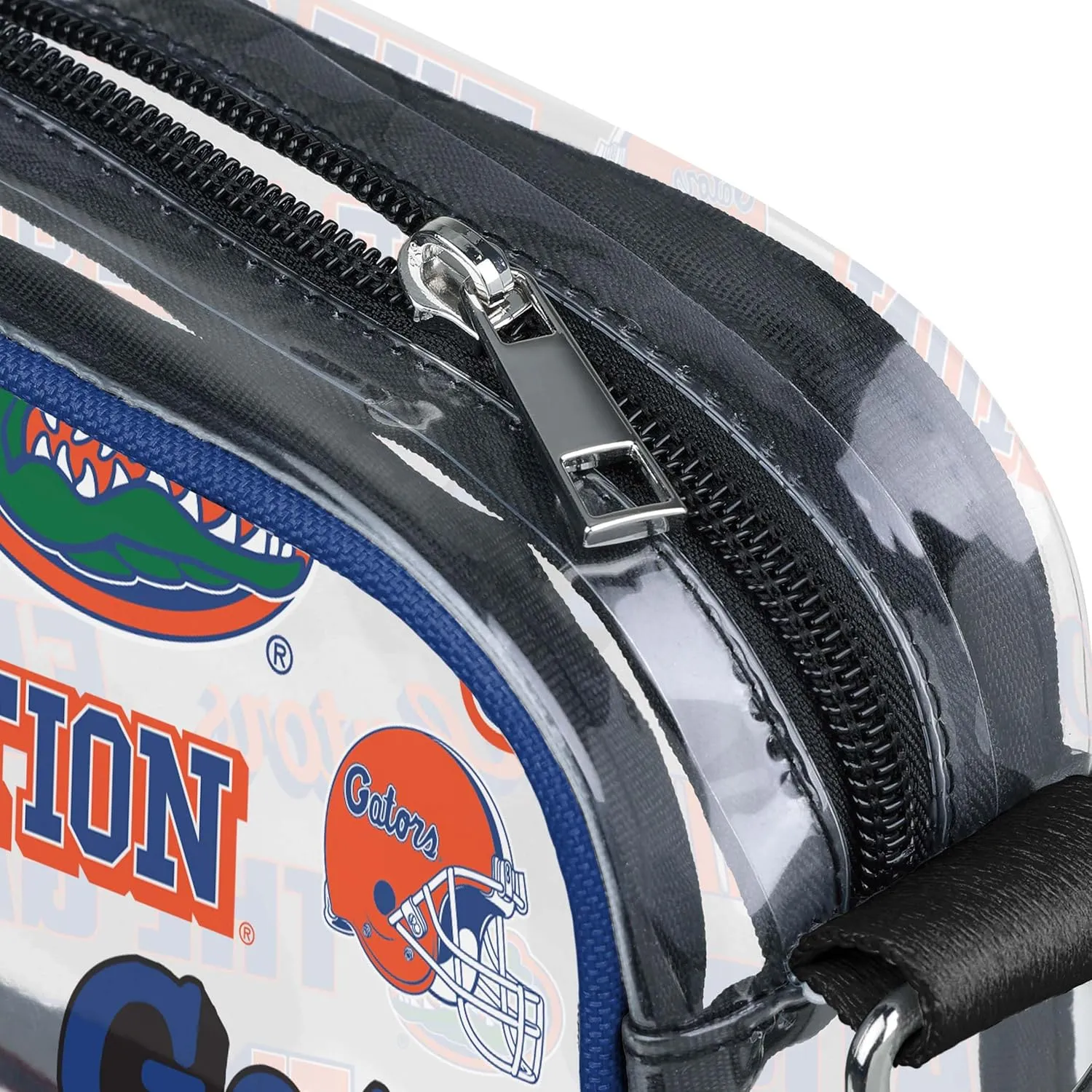 FOCO NCAA College Team Logo Stripe Clear Crossbody Bag