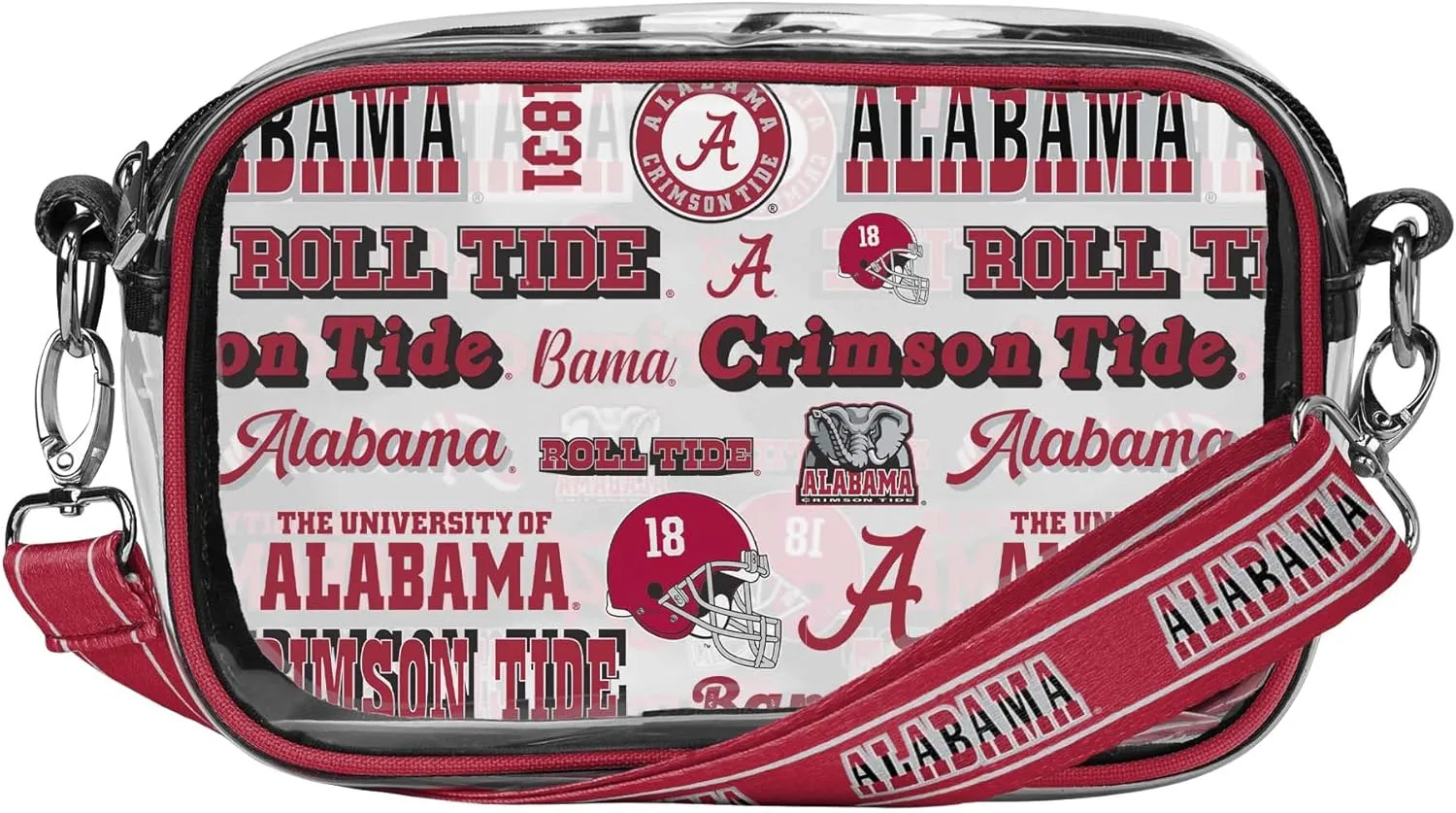 FOCO NCAA College Team Logo Stripe Clear Crossbody Bag