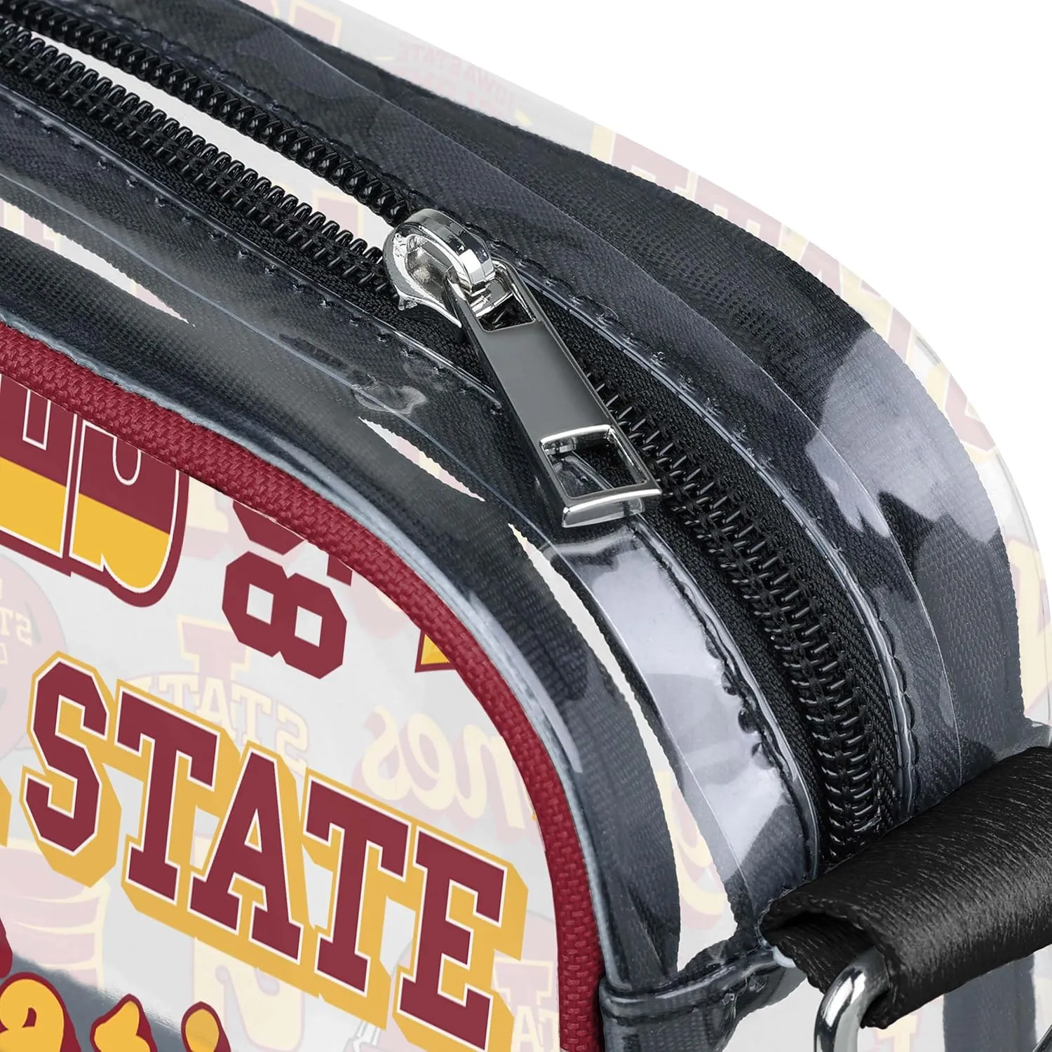 FOCO NCAA College Team Logo Stripe Clear Crossbody Bag