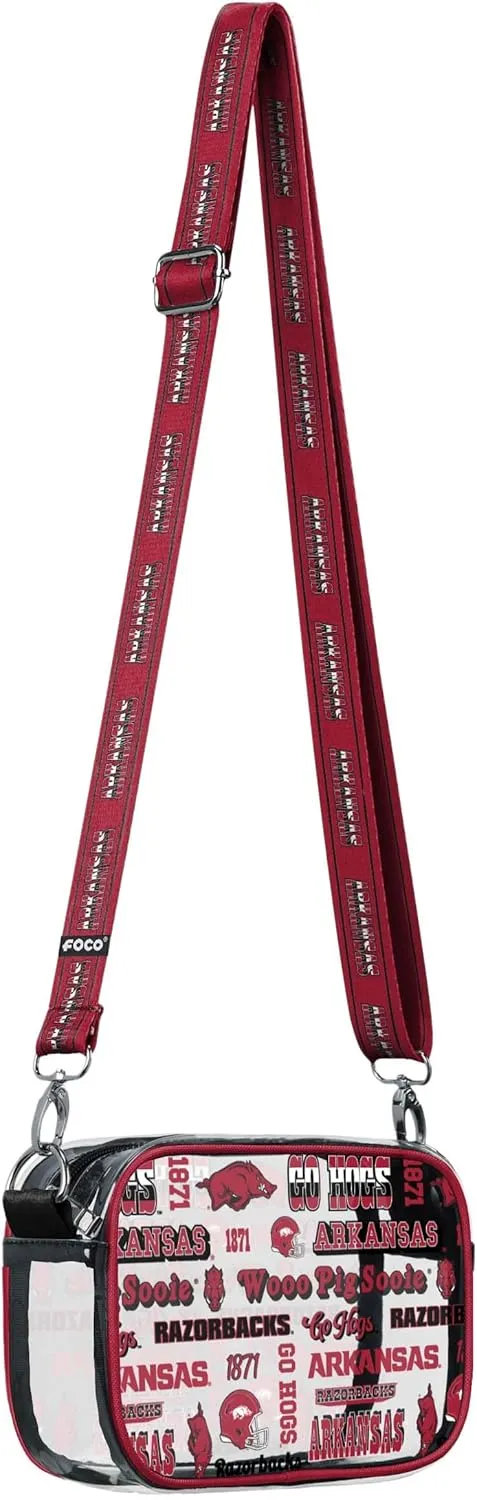FOCO NCAA College Team Logo Stripe Clear Crossbody Bag