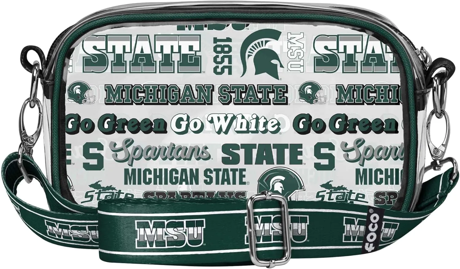 FOCO NCAA College Team Logo Stripe Clear Crossbody Bag