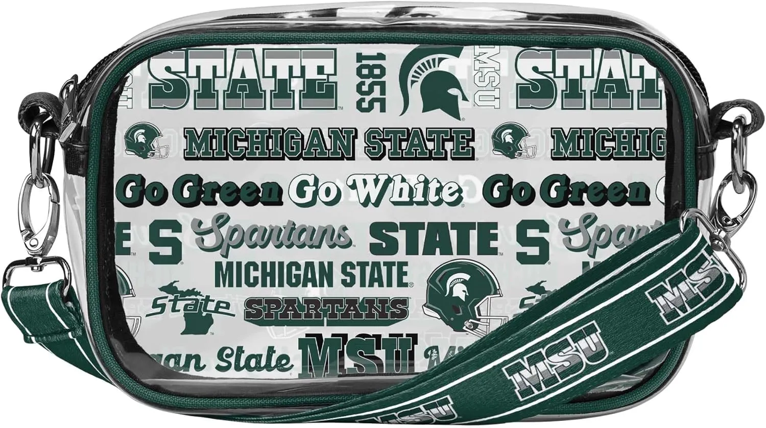 FOCO NCAA College Team Logo Stripe Clear Crossbody Bag