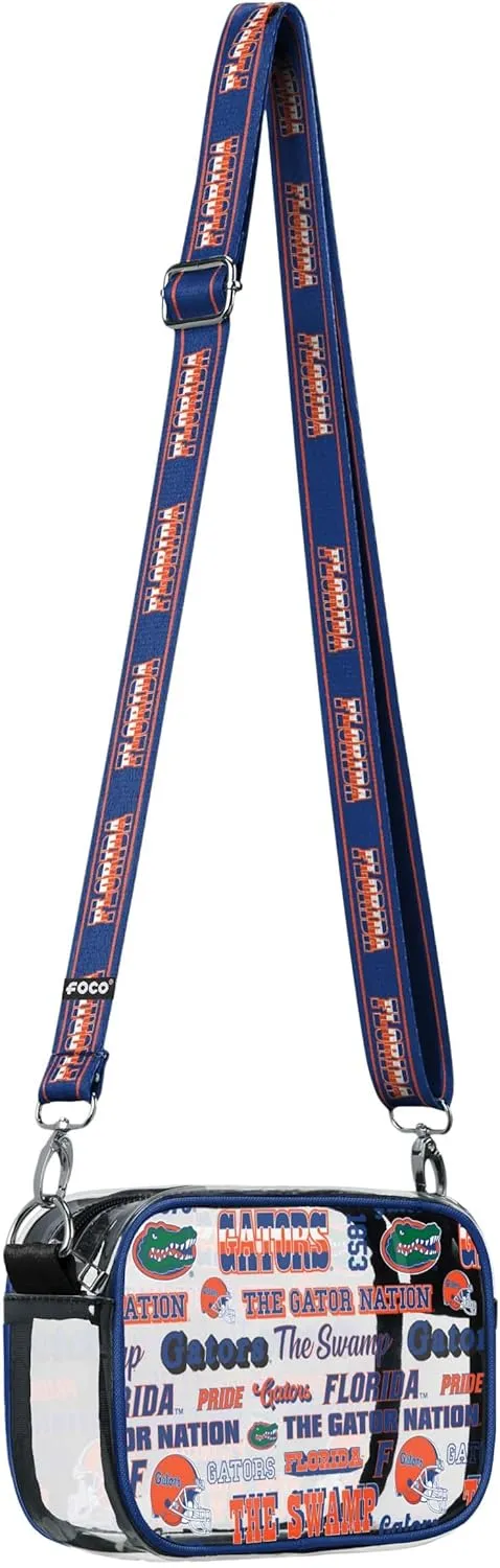 FOCO NCAA College Team Logo Stripe Clear Crossbody Bag