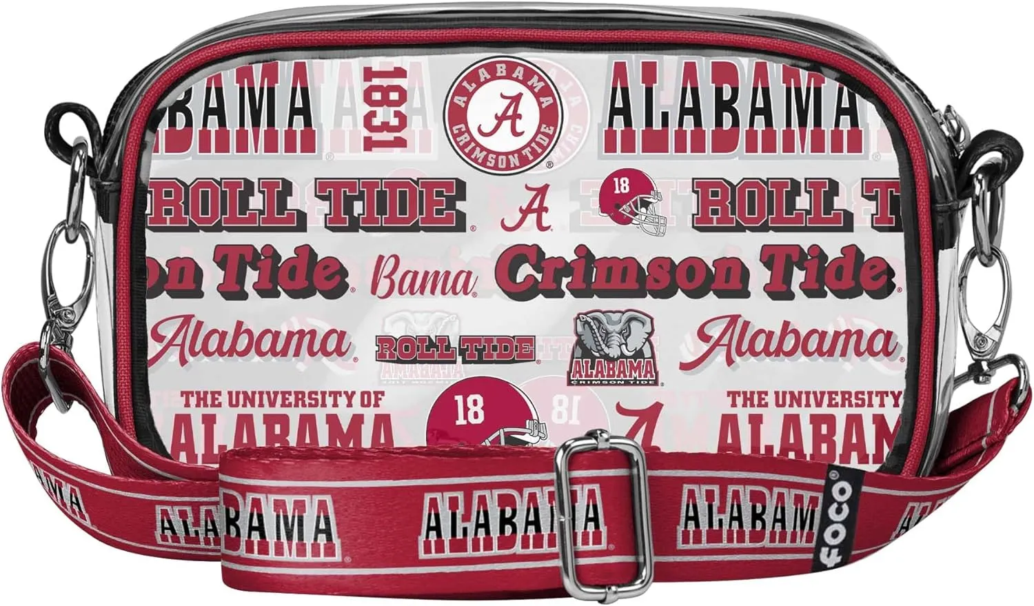 FOCO NCAA College Team Logo Stripe Clear Crossbody Bag