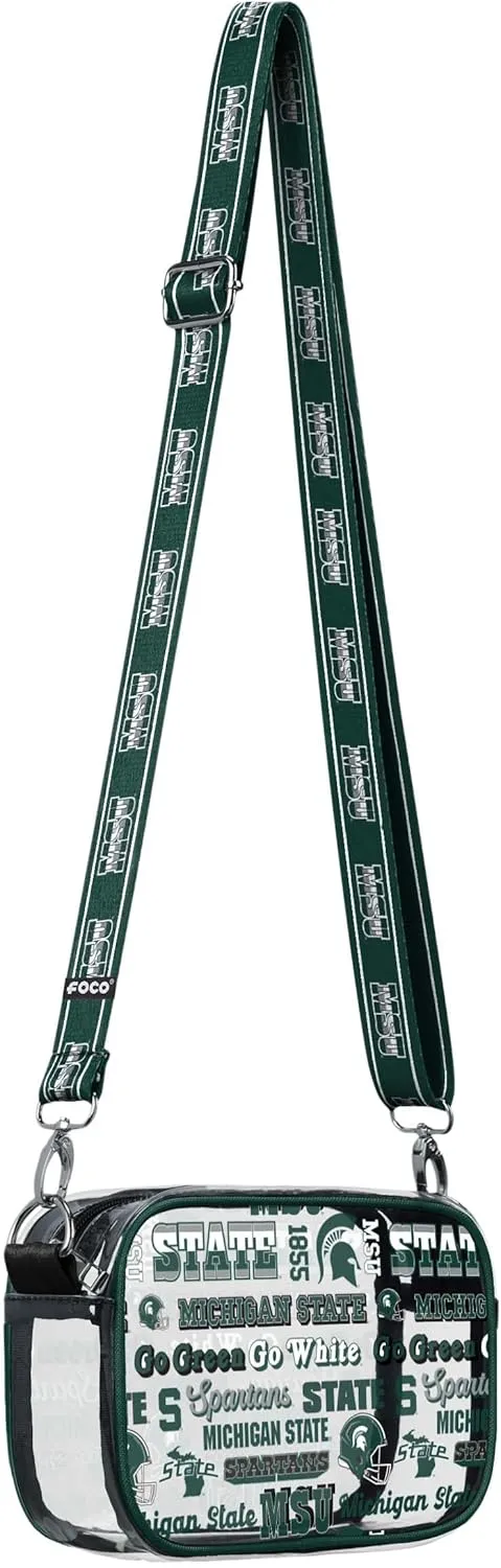 FOCO NCAA College Team Logo Stripe Clear Crossbody Bag