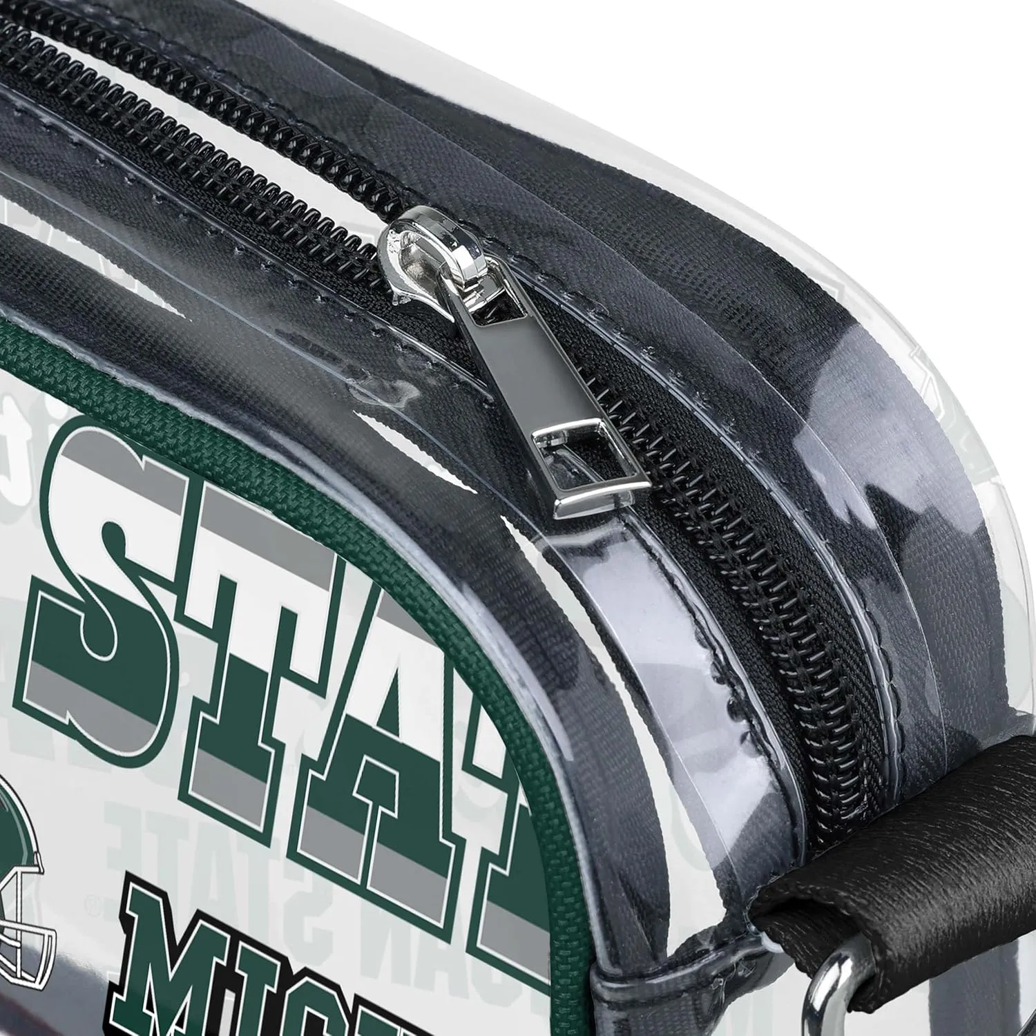 FOCO NCAA College Team Logo Stripe Clear Crossbody Bag