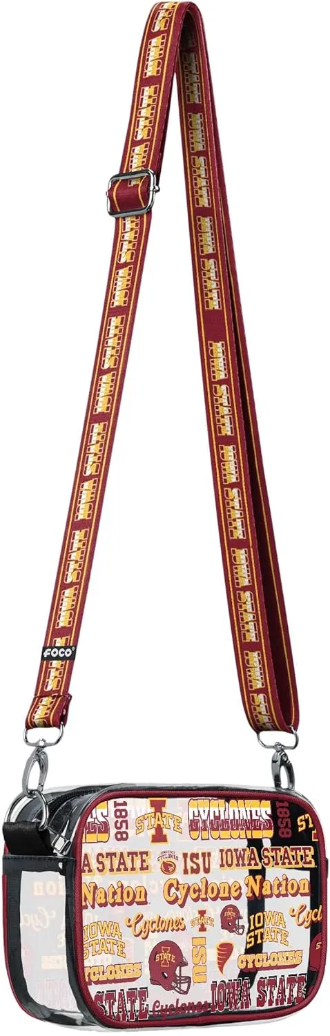 FOCO NCAA College Team Logo Stripe Clear Crossbody Bag