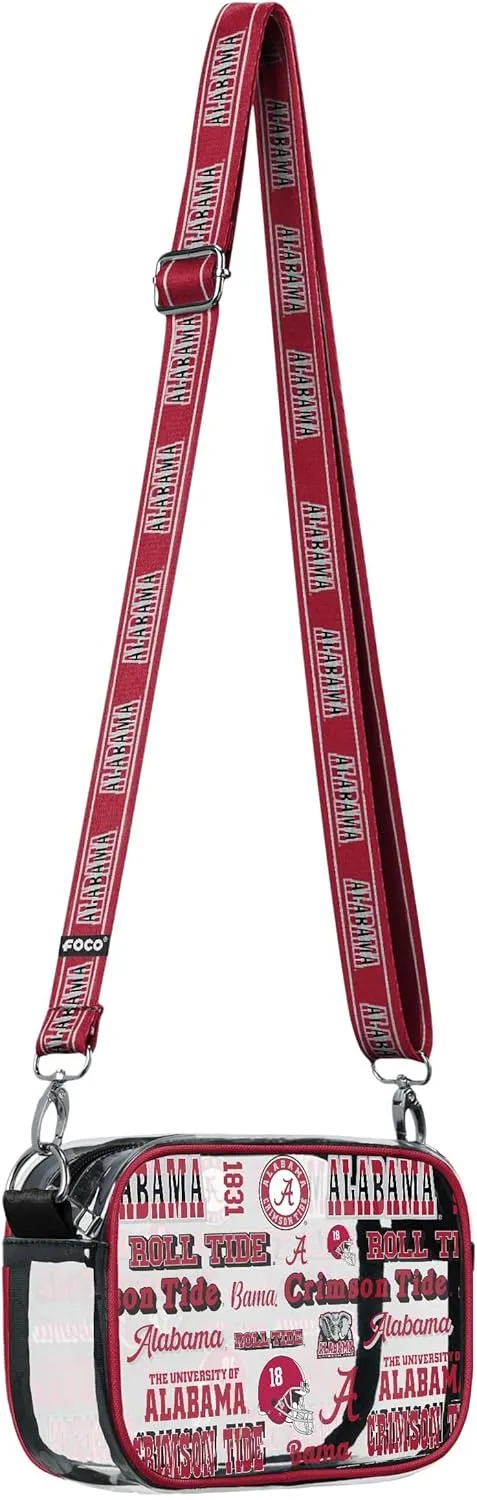FOCO NCAA College Team Logo Stripe Clear Crossbody Bag