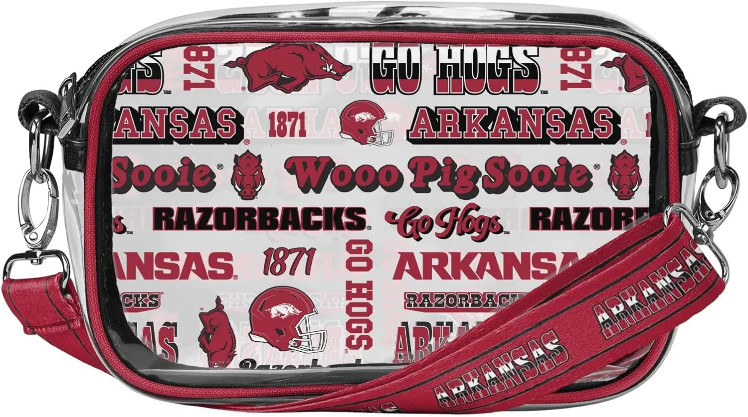 FOCO NCAA College Team Logo Stripe Clear Crossbody Bag