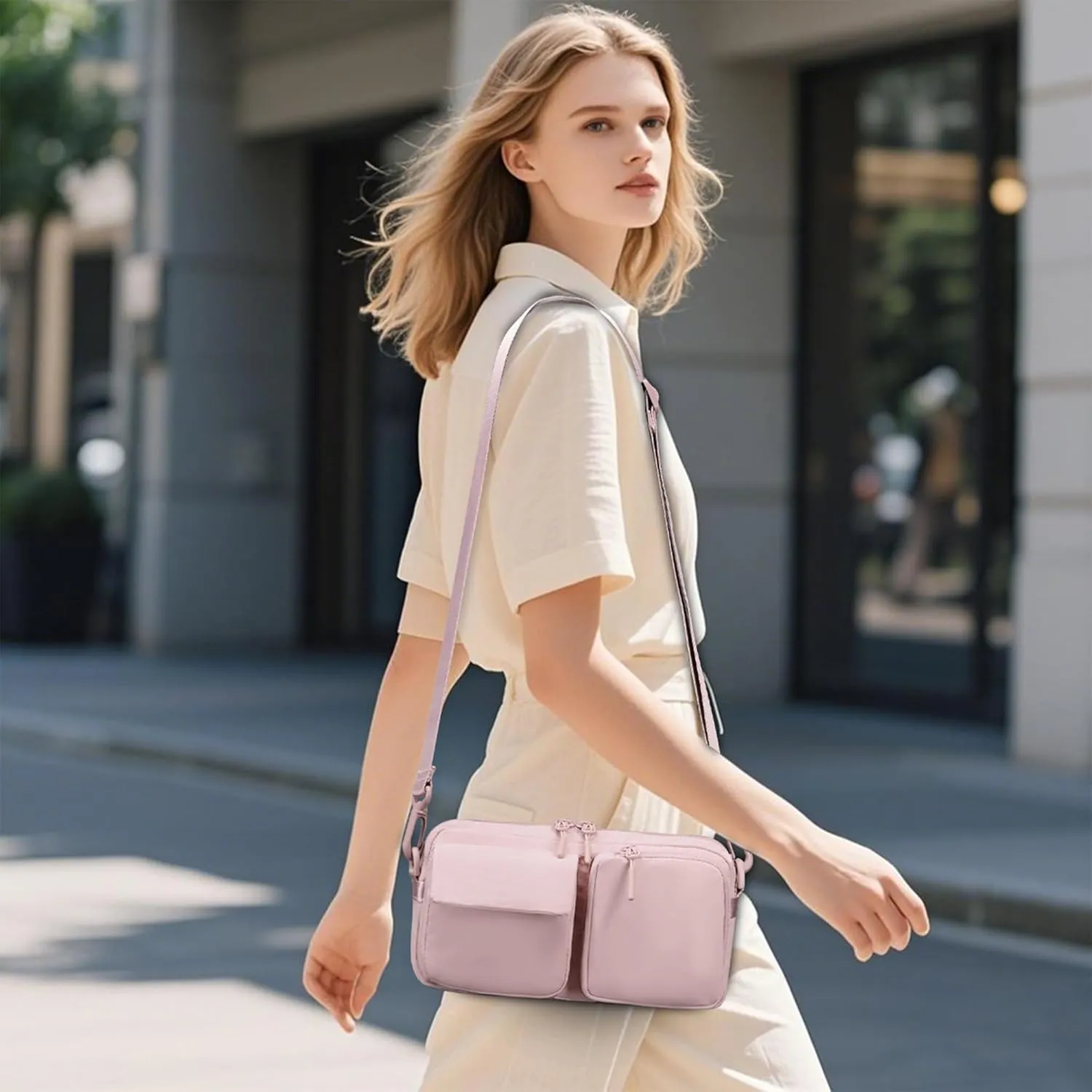 FODOKO Crossbody Bags for Women and Men, Trendy Small Crossbody Casual Purses Fashion Waist packs for Travel， 2025 new model (pink)