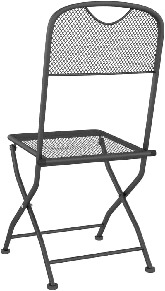Folding Patio Chairs 4 Pack Anthracite Metal Mesh Outdoor Chairs for Camping Beach Pool Lounge Foldable Space Saving Design Durable Iron Frame