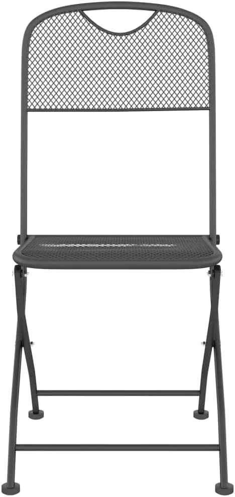 Folding Patio Chairs 4 Pack Anthracite Metal Mesh Outdoor Chairs for Camping Beach Pool Lounge Foldable Space Saving Design Durable Iron Frame