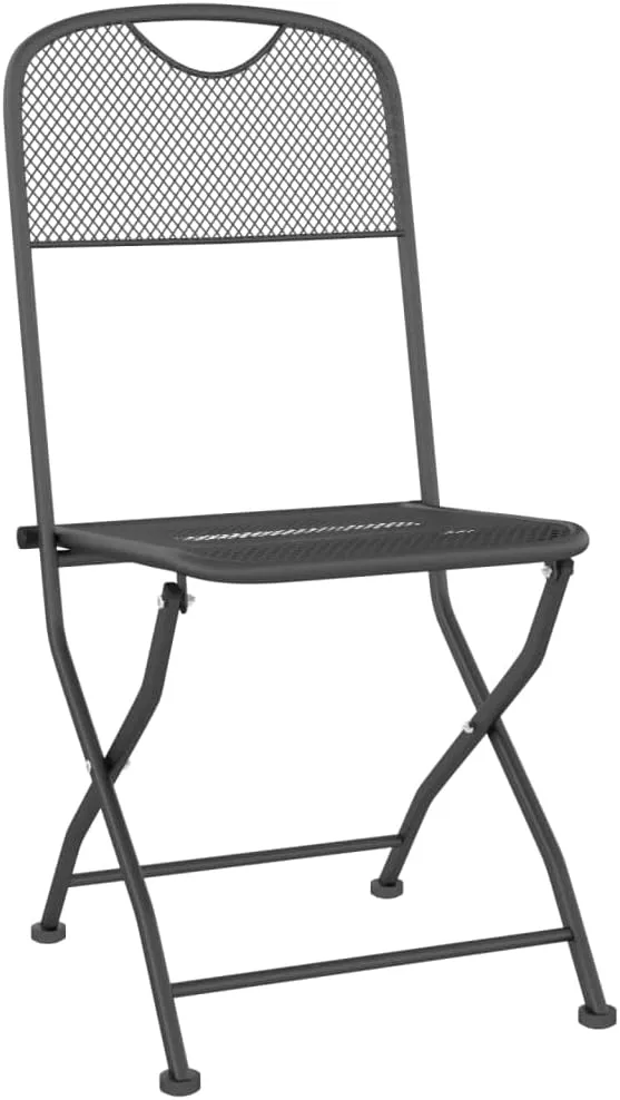 Folding Patio Chairs 4 Pack Anthracite Metal Mesh Outdoor Chairs for Camping Beach Pool Lounge Foldable Space Saving Design Durable Iron Frame
