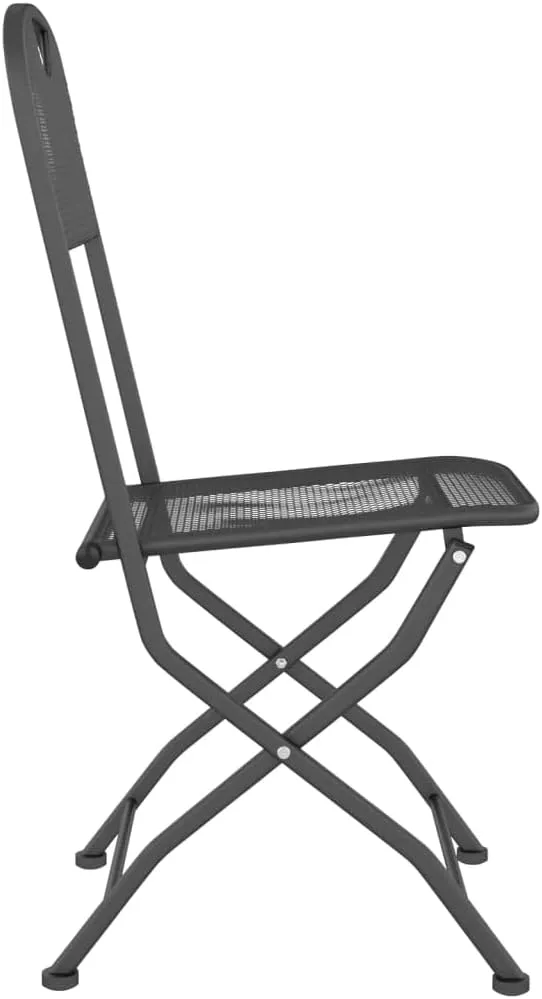 Folding Patio Chairs 4 Pack Anthracite Metal Mesh Outdoor Chairs for Camping Beach Pool Lounge Foldable Space Saving Design Durable Iron Frame