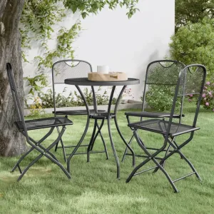 Folding Patio Chairs 4 Pack Anthracite Metal Mesh Outdoor Chairs for Camping Beach Pool Lounge Foldable Space Saving Design Durable Iron Frame