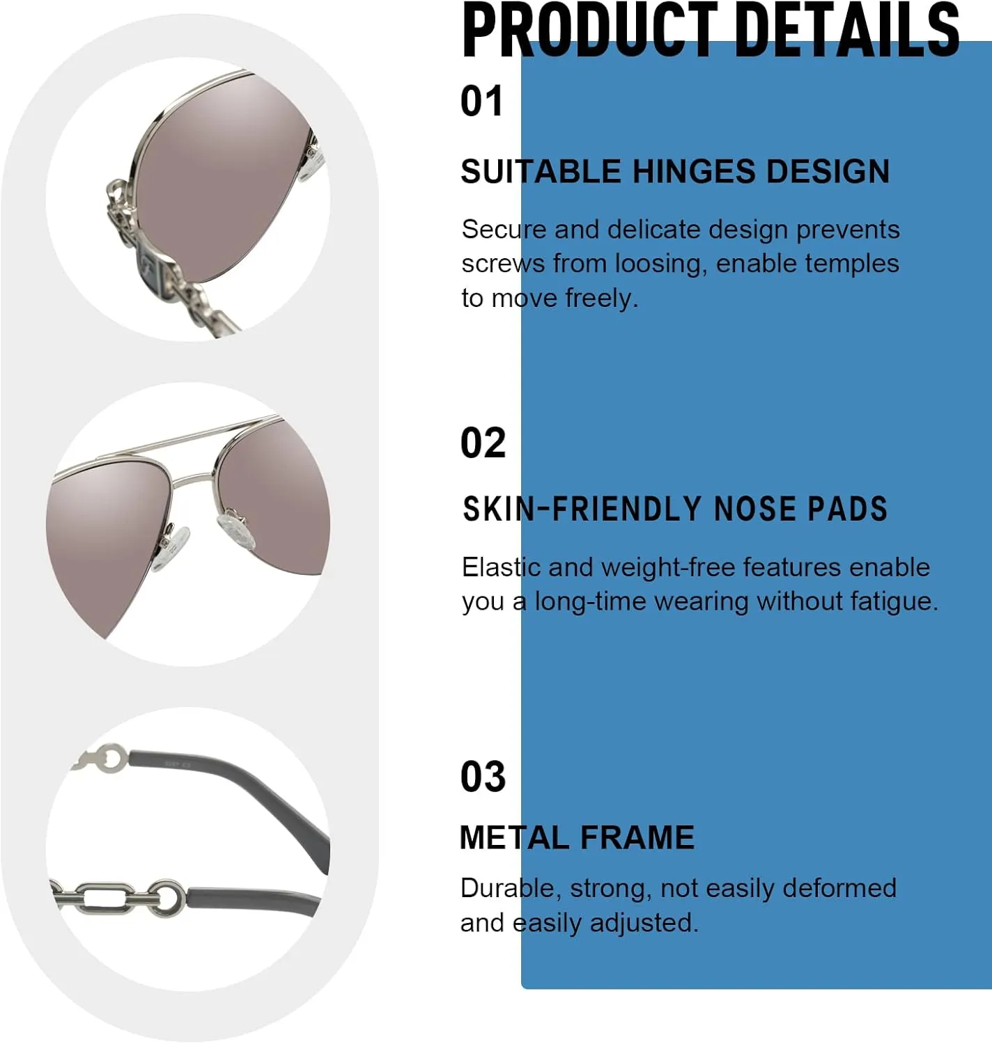 FONHCOO Aviator Sunglasses for Women Men Metal Frame UV400 Mirrored Sunglasses