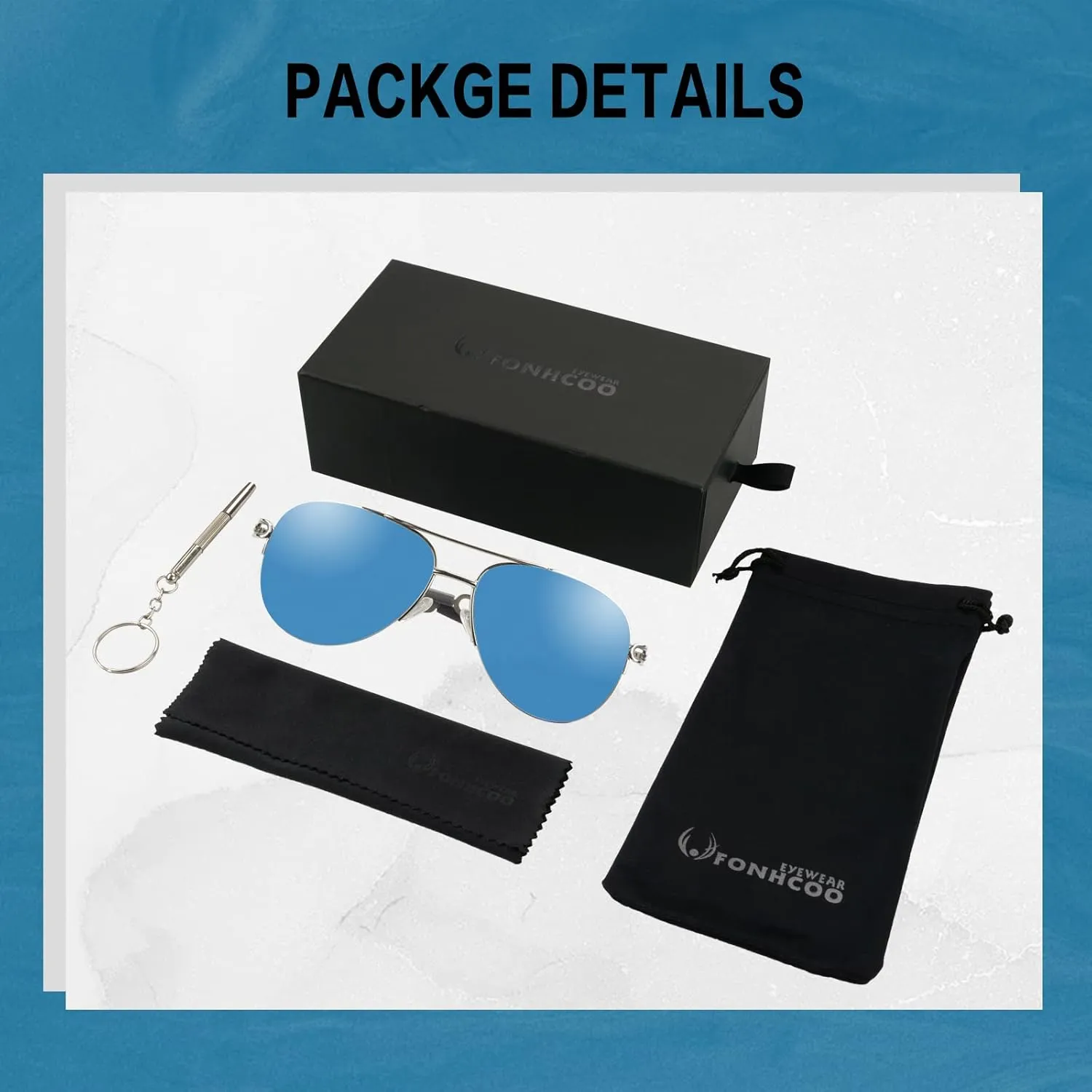 FONHCOO Aviator Sunglasses for Women Men Metal Frame UV400 Mirrored Sunglasses