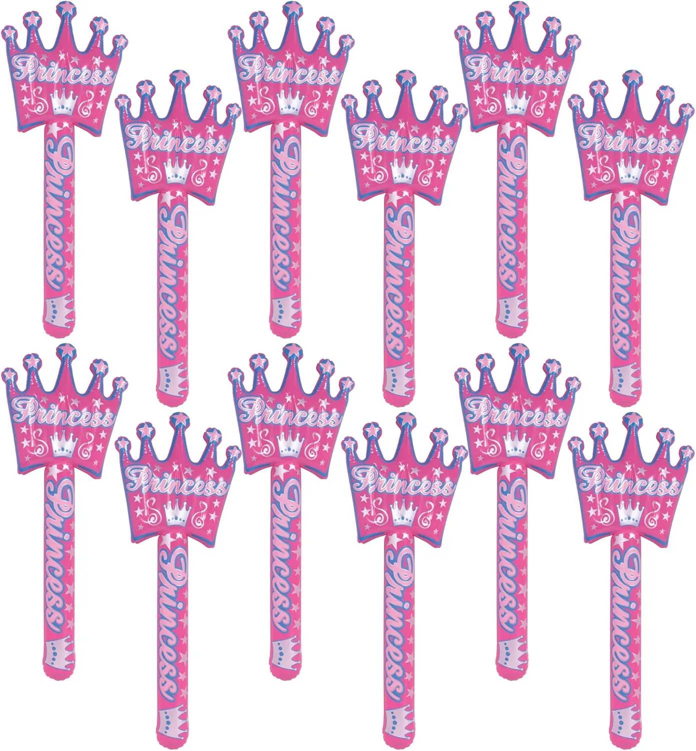 Forest & Twelfth Magical Inflatable 34” Princess Wand Inflatable Princess Fairy Wand for Girl’s Dress-Up Costume Parties, Pretend Role Play, Halloween, Birthday Party Supplies (Pack of 12)