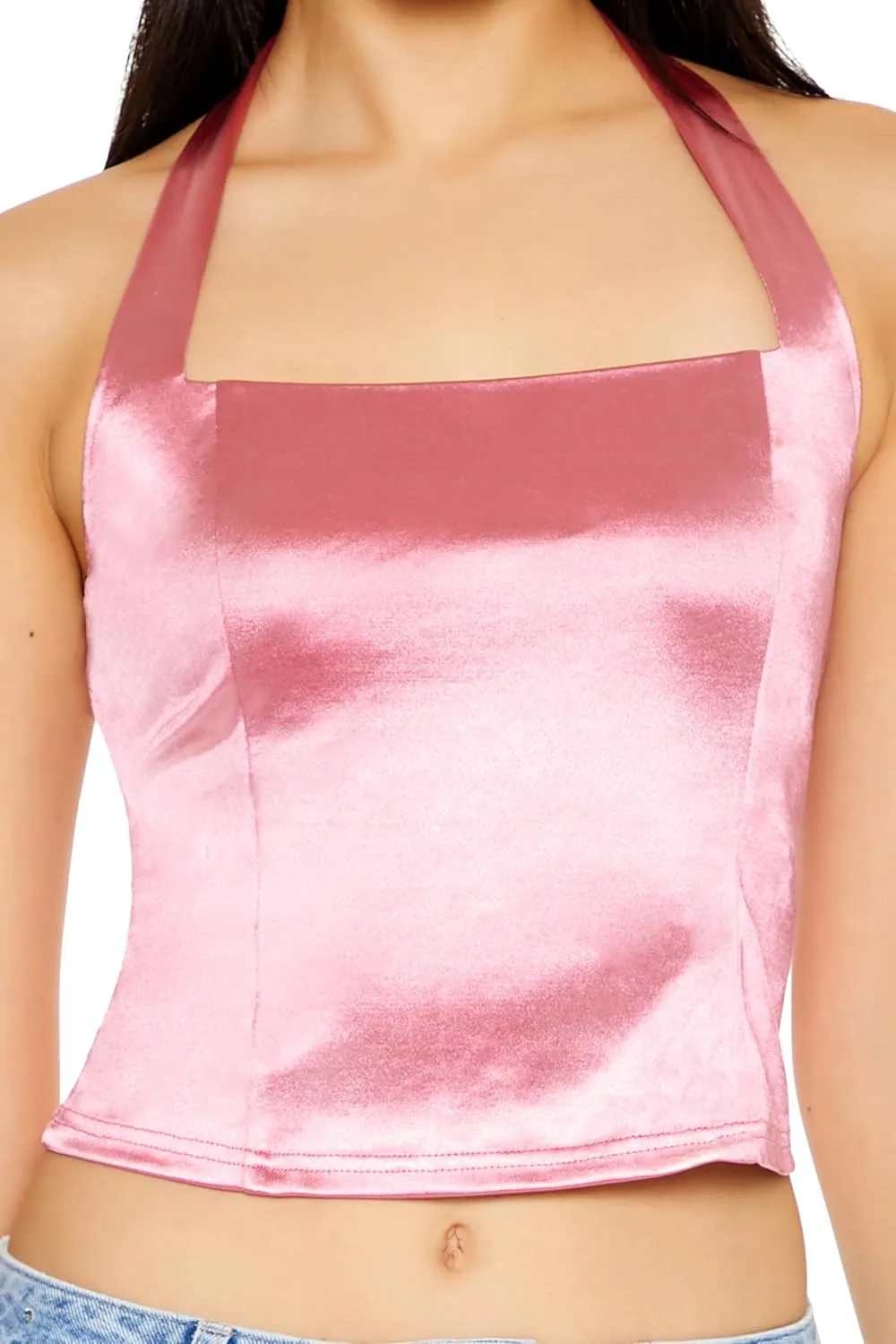 Forever 21 Women's Satin Halter Crop Top