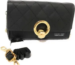 Forever Synthetic Leather Clutch Purse with Crossbody/Shoulder Strap