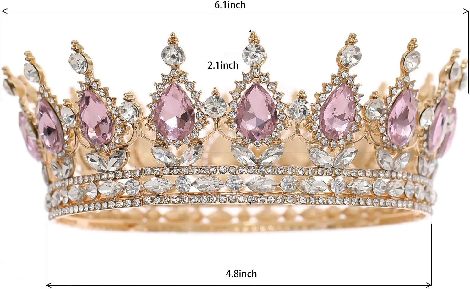 FORSEVEN Queen Crown Rhinestone Wedding Crowns and Tiaras for Women Costume Party Hair Accessories Princess Birthday Crown Crystal Bridal Crown