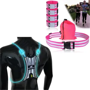 FREEMOVE Spider Illuminated Reflective Vest   Reflective Belt & 4 Reflective Bands-Pink