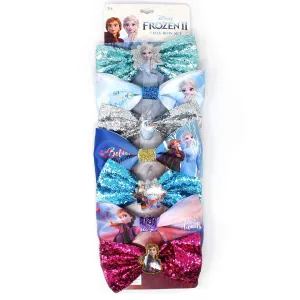 Frozen 2 Girls 7 Small Bow Bundle, Hair Bows for Girls - Ages 3 